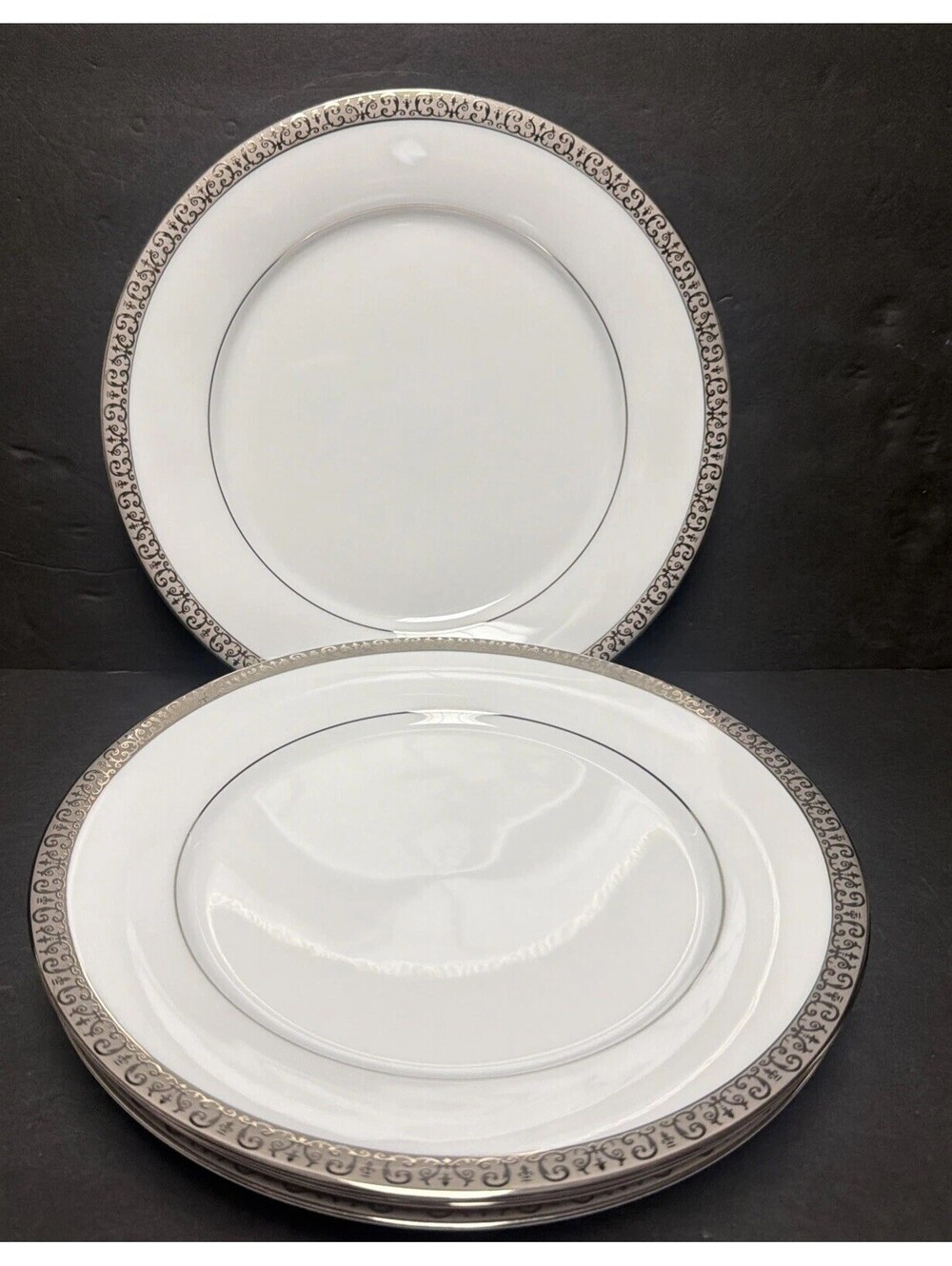 Retired Royal Gallery Platinum Buffet Dinner Plate 10.75” Silver Gray Rim Nice!